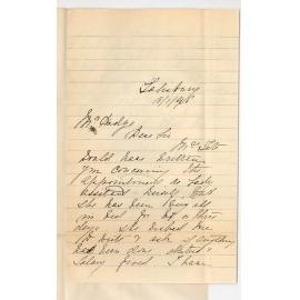 Alice Beaumont - c/o Mrs Tate - Salisbury - Asking what has been done re appointment of Lady Attendant for Conservatorium of Music