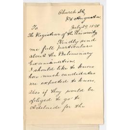 Miss E Goodhart - Port Augusta - Particulars of Preliminary Examination