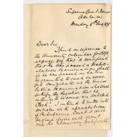 Thomas Slaney Poole - Supreme Court - Request for another Senior Public Certificate 1889