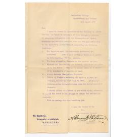 H E Wilson - Registrar - Canterbury College New Zealand - Information Adelaide University