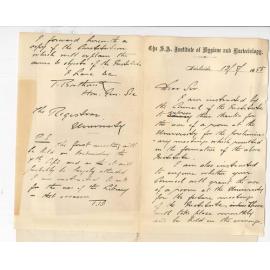Dr Thomas Borthwick - Honorary General Secretary - Institute of Bacteriology - Thanking Council for use of room - asking to use one for future meetings