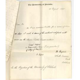 M Napier - Wishes to know whether the enclosed Certificate will excuse him the Senior Public Exam