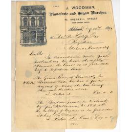 J Woodman - Adelaide - Valuation of pianos at the Conservatorium