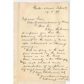 William J McBride - Grote Street School - Resolution from Conservatorium Orchestra members