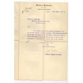 Cyril Jackson - Inspector of Schools - Perth - Returning receipts for fees paid by Preliminary Candidates which were sent to him in error