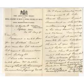 Harry S Levy - Honorary Local Representative - Associated Board Sydney - Asking if Examinations Practice of Music can be put off