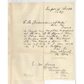 Mrsn M Lord - Imperial Hotel - Withdrawing daughter from Conservatorium