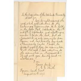 Miss E E Smith - Hynam South East - Wishes to present herself at Naracoorte for examination