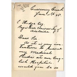 C Higgins - Currency Creek - Request Certificate of resignation as Medical Student and Certificate for 1st Years work