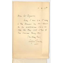 Dr Alfred Austin Lendon - North Terrace - Thanking the Council for Honorarium