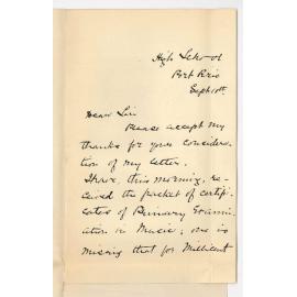 Miss Bessie Scott - Port Pirie - Acknowledging Certificates Also asking for one for Miss Millicent Maud Wilson