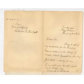 Miss Gertrude Fanny Threlfall - Kensington Park - Certificate for Primary Examination