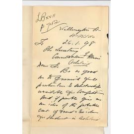 Mrs A T Archibald - St Kilda Victoria - Asking for information re Conservatorium