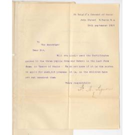 St Brigids Convent of Mercy - Perth W A - Certificates gained by 3 pupils last June Exam in Theory of Music