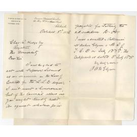 Patrick McMahon Glynn - Adelaide - Will act as examiner in LLB examination - Honorarium to be credited to fee for taking ad eundem BA