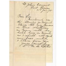 Sister M de Sales - The Lady Superior - St Johns Convent - Port Pirie - Asking whether an Examination will be held in Port Pirie in March