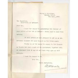 William Henry Wale - Sydney - Accepts and will act as additional Examiner in Music - Thanks to Council