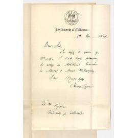 Henry Laurie - Melbourne - Will act as additional Examiner in Mental and Moral Philosophy