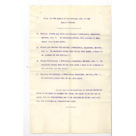 Public Library - Melbourne - Supply of Books and Periodicals asked for on 5th Instant