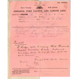 Thomas Playford - The Agent General - London - To The Treasurer - Adelaide - Dr Bridges testimonial respecting Mr Branscombe