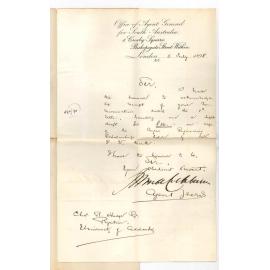 John Cockburn - Agent General - London - Acknowledging draft £50 Angas Engineering Scholarship