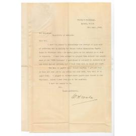 William Henry Wale - Sydney - Sending Exam Papers for Theory of Music