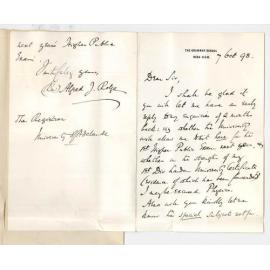 Reverend Alfred J Rolfe - Bega - New South Wales - Request for permission to sit in New South Wales for Higher Public Exams