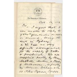 Edward Hippius Bromby - Librarian - University of Melbourne - Supply of Books and Periodicals