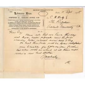 Lehmann Brothers - London - Notifying that goods have been forwarded
