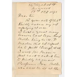 Miss Jane Greene - Norwood - Lessons missed at Conservatorium