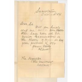 Miss H Laverty - Snowtown - Asks for old Theory of Music Papers