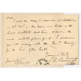 Reverend C S Beaumont - Jamestown - Will act as Supervisor Music Examination at Caltowie