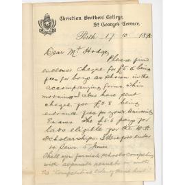 W G Culligan - Christian Brothers College - Perth Western Australia - Senior and Junior Exams