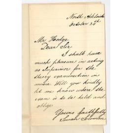 Susie S Solomon - North Adelaide - Willing to act as Supervisor in Theory Exam