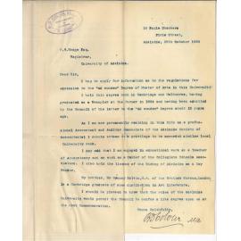 Bazett David Colvin MA - Adelaide - Re Ad eundem statum