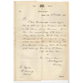 H D Haggard - Secretary - Adelaide Hospital - Concerning Negotiations as to Medical School