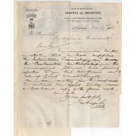 E S Wigg and Son - Adelaide - Concerning books ordered for Library