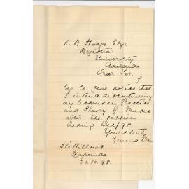 Miss Emma Dan - Kapunda - Will not continue Lessons in Practice and Theory of Music in 1899