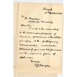 Francis John Douglas - Hergott - Admission ad eundem Degrees MB and ChB