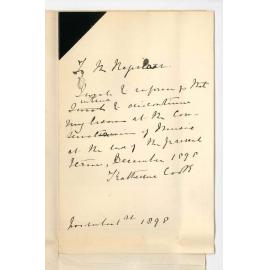 Katherine Cook - Adelaide - Will not continue lessons at Conservatorium in 1899