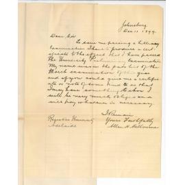 Allan H Melbourne - Johnsburg - Requesting Certificate for having passed Preliminary Examination