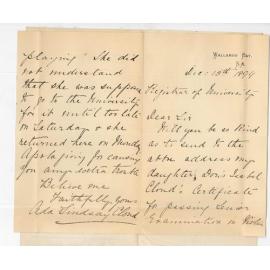 Mrs Thomas Charles Cloud - Wallaroo Bay - Requesting Certificate