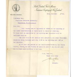 E M Ashwin - Manager South British Fire and Marine Insurance Company Adelaide - Insurance of Elder Conservatorium of Music