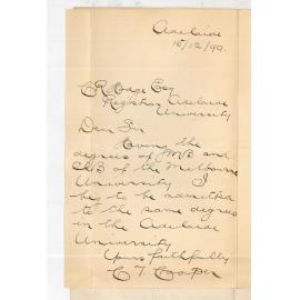 Claude Tidswell Cooper - Adelaide - Admission ad eundem gradum