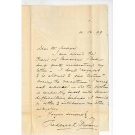 Frederick Bevan - North Adelaide - Question of Tuition during vacation