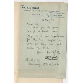 Reverend Arthur Kent Chignell - Gawler - New BA Regulations