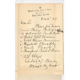 Sisters of Mercy - Angas Street - Requesting Certificates