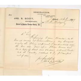 James S Scott - Adelaide and Suburban Tramway Company - Regarding fees at Conservatorium
