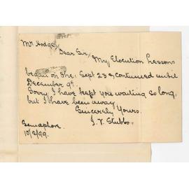 Miss J V Stubbs - Semaphore - Elocution Class at Conservatorium