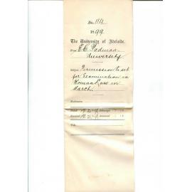 E C Padman - University - Permission to sit for Examination in Roman Law in March